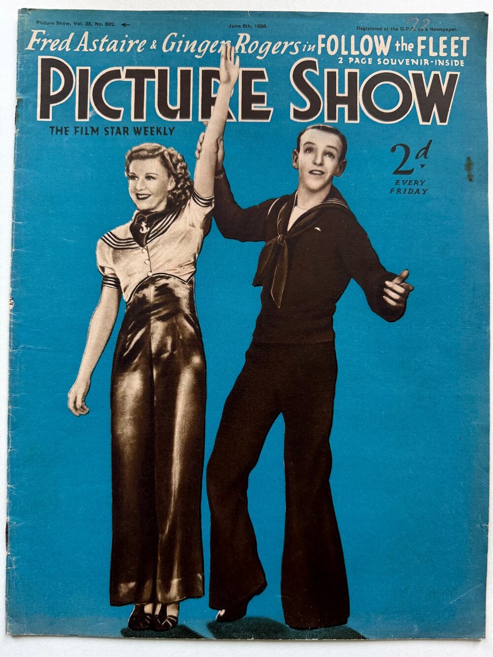 RARE UK 1936 Ginger Rogers  Fred Astaire Magazine Picture Show Hollywood Top Hat